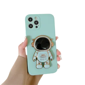 Anymob iPhone Green 3D Astronaut Folding Stand Shockproof Soft Silicon Cover