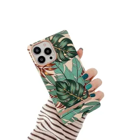 Anymob iPhone Green Leaf Electroplated Vintage Case Soft Silicone Shockproof Phone Cover