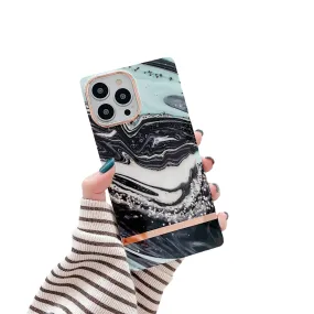 Anymob iPhone Green Marble Electroplated Vintage Case Soft Silicone Shockproof Phone Cover