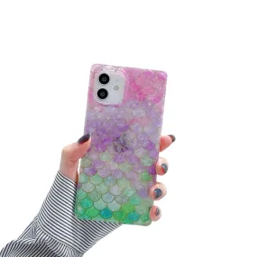 Anymob iPhone Gummy Color Soft Silicone Phone Case Pattern Geometric Fish Scales Cover