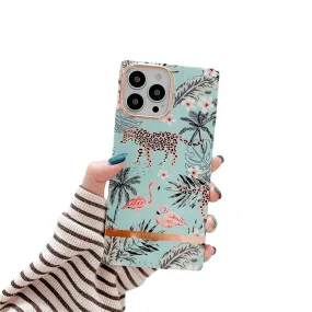 Anymob iPhone Leopard And Flamingo Electroplated Vintage Case Soft Silicone Shockproof Phone Cover