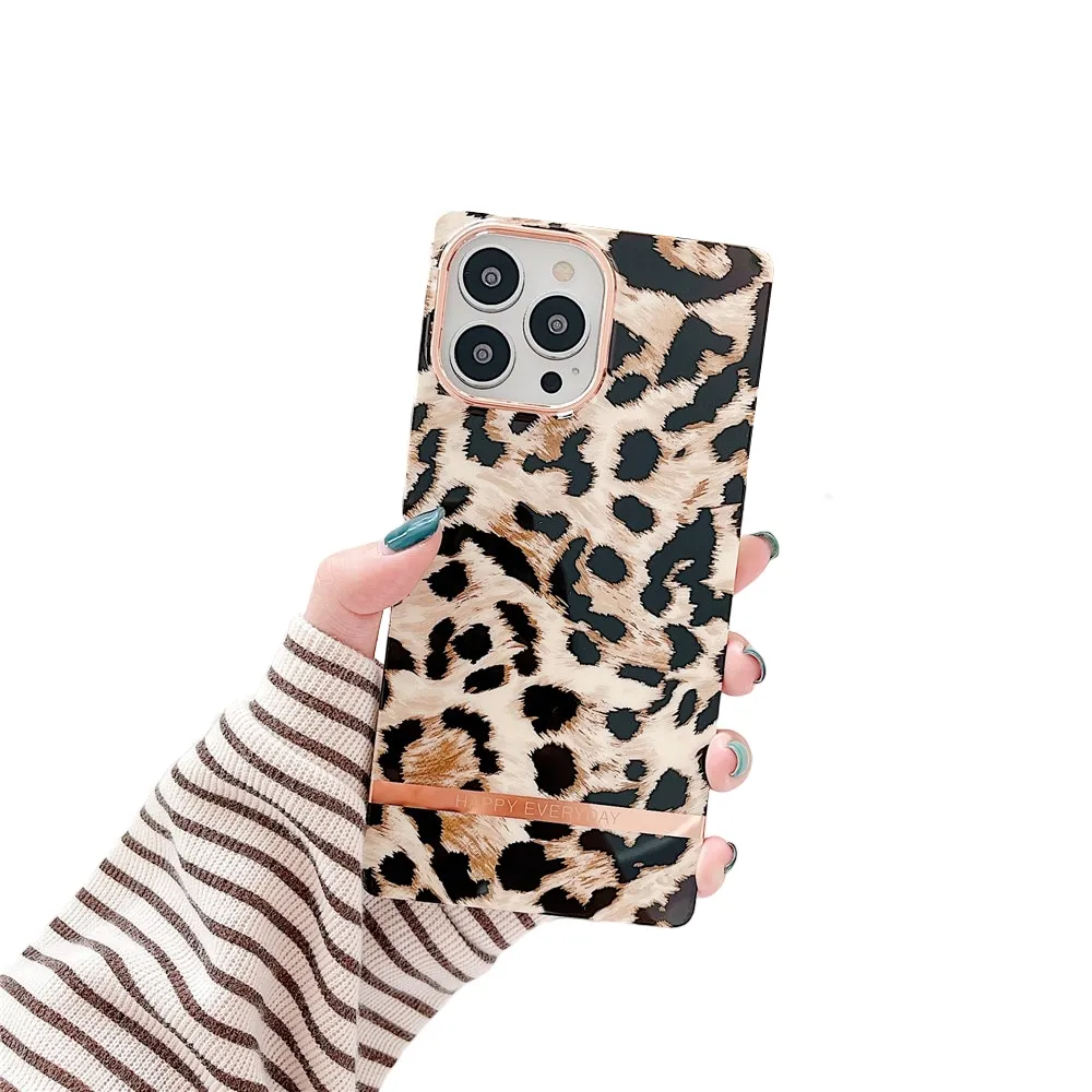 Anymob iPhone Leopard Coat Electroplated Vintage Case Soft Silicone Shockproof Phone Cover