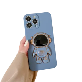 Anymob iPhone Light Blue 3D Astronaut Folding Stand Shockproof Soft Silicon Cover