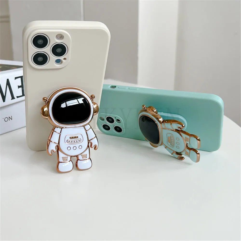 Anymob iPhone Light Blue 3D Astronaut Folding Stand Shockproof Soft Silicon Cover