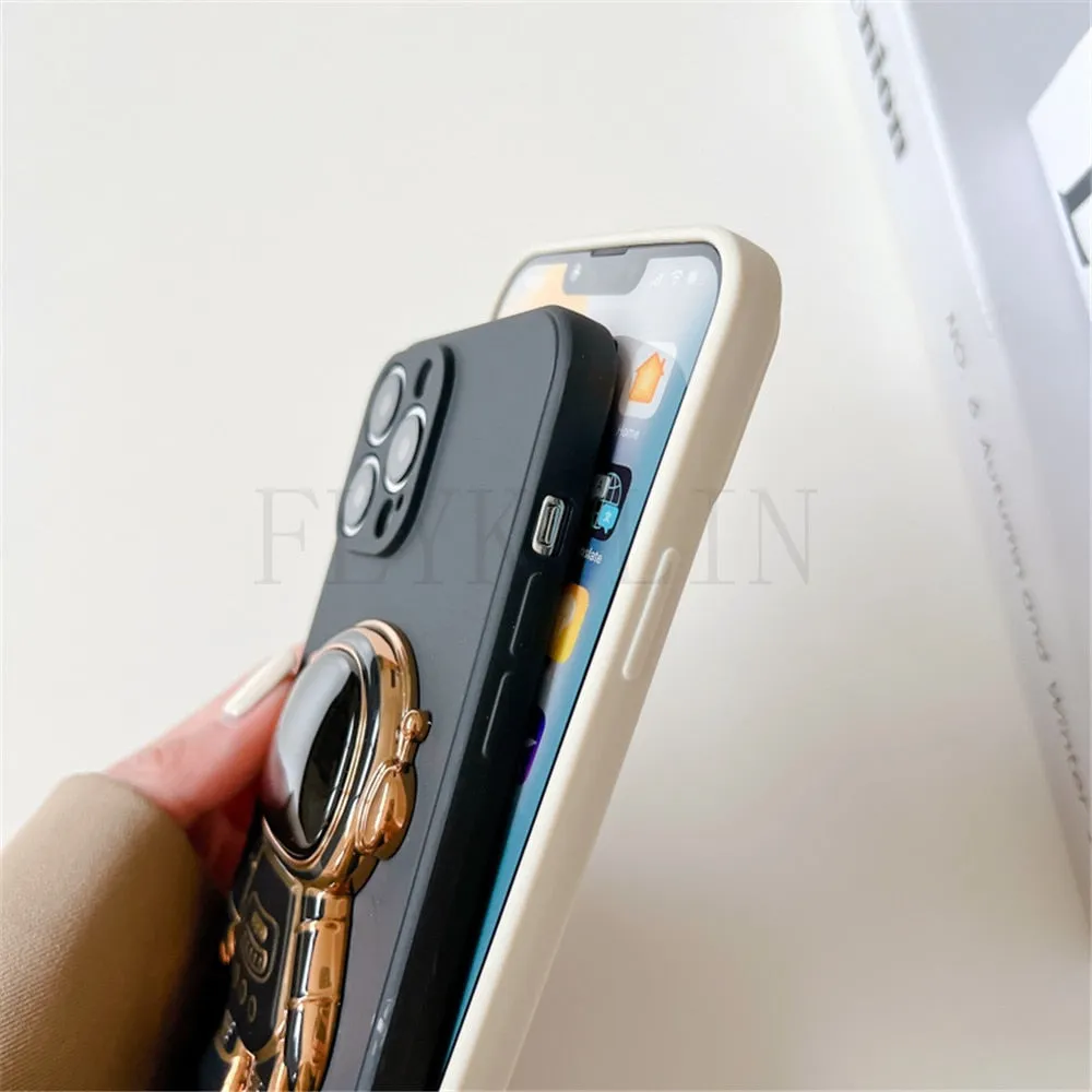 Anymob iPhone Light Blue 3D Astronaut Folding Stand Shockproof Soft Silicon Cover