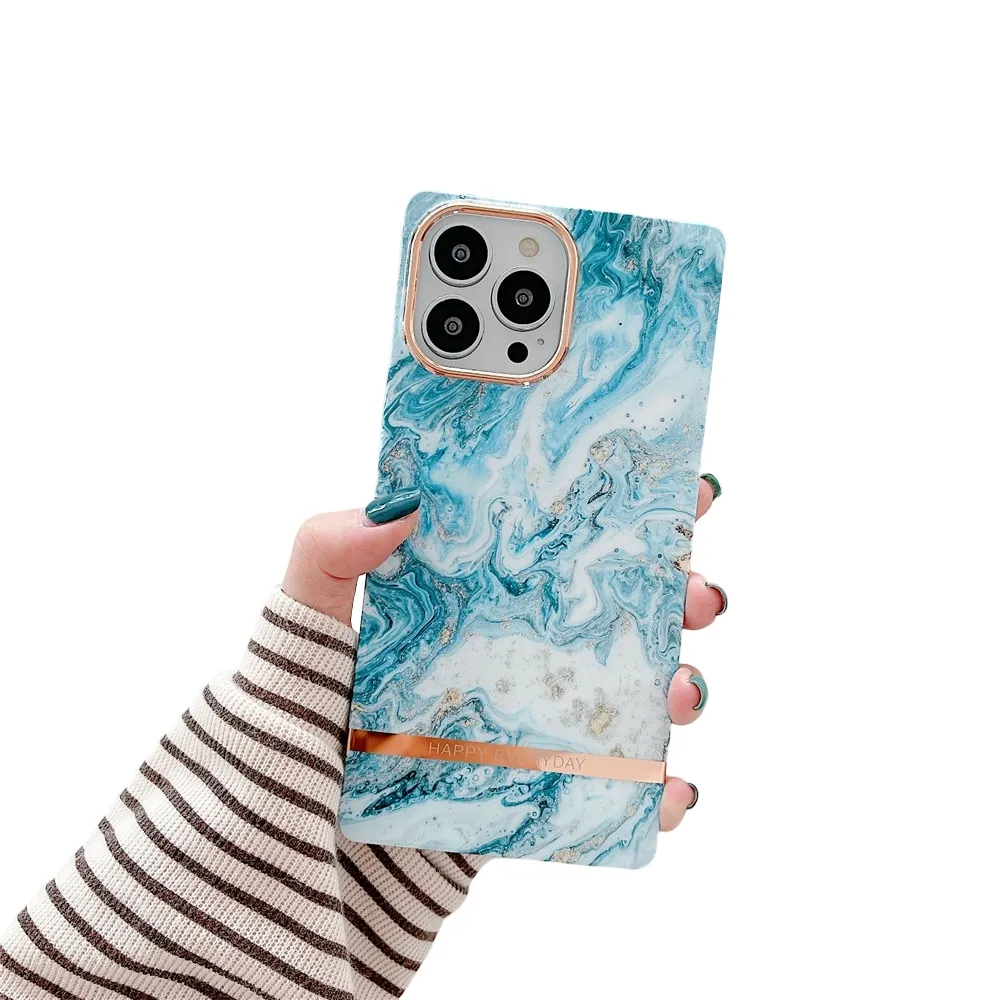 Anymob iPhone Ocean Marble Electroplated Vintage Case Soft Silicone Shockproof Phone Cover
