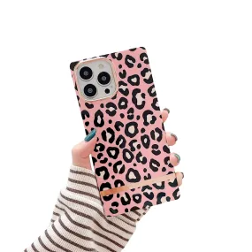 Anymob iPhone Pink Leopard Pattern Electroplated Vintage Case Soft Silicone Shockproof Phone Cover