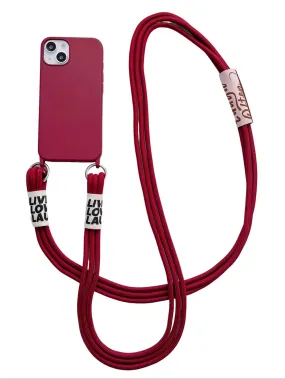 Anymob iPhone Red Crossbody Lanyard Neck Strap Cord Case Matte Soft Silicone Cover
