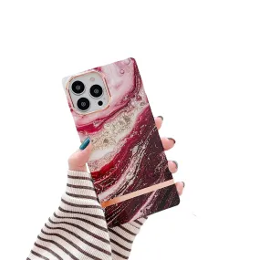 Anymob iPhone Red Marble Electroplated Vintage Case Soft Silicone Shockproof Phone Cover