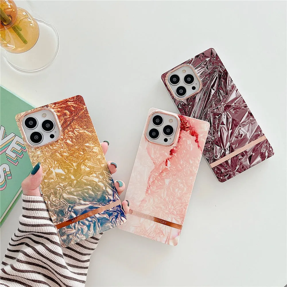 Anymob iPhone Red Marble Electroplated Vintage Case Soft Silicone Shockproof Phone Cover