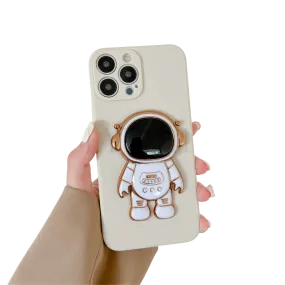 Anymob iPhone White 3D Astronaut Folding Stand Shockproof Soft Silicon Cover