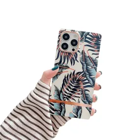 Anymob iPhone White Leaf Electroplated Vintage Case Soft Silicone Shockproof Phone Cover