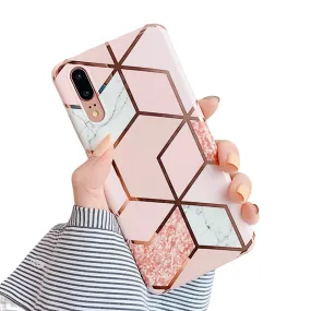 Anymob Samsung Baby Pink Marble Flower Case Back Cover Art Leaf Silicone Phone Protection