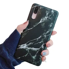 Anymob Samsung Black White Marble Flower Case Back Cover Art Leaf Silicone Phone Protection