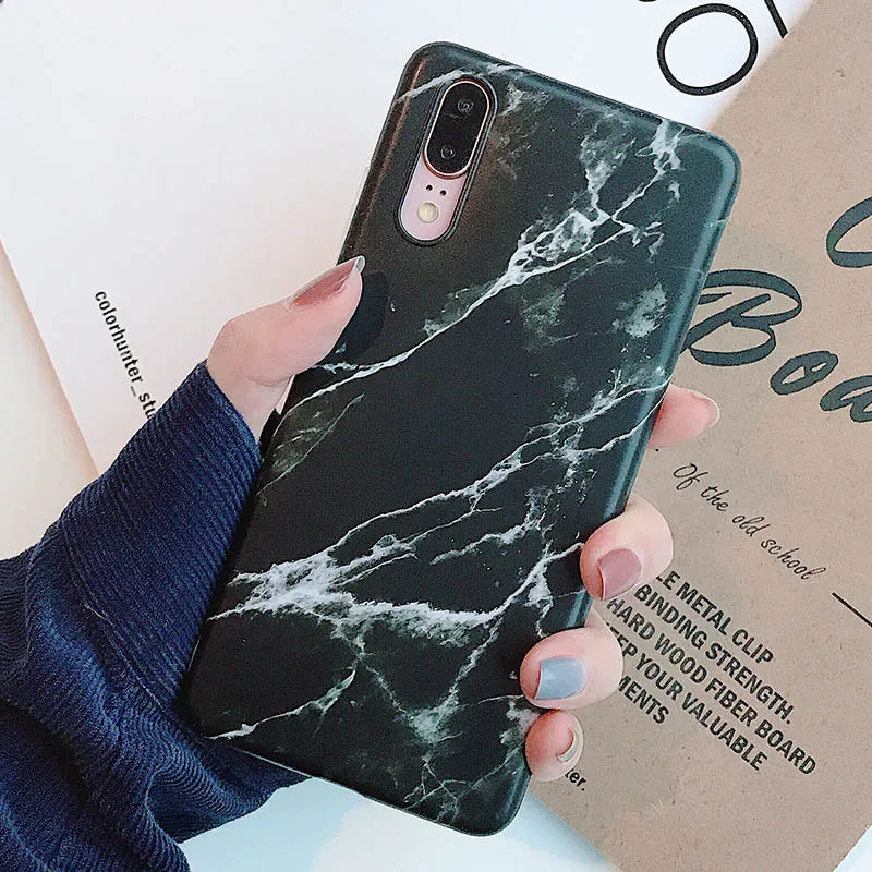 Anymob Samsung Black White Marble Flower Case Back Cover Art Leaf Silicone Phone Protection
