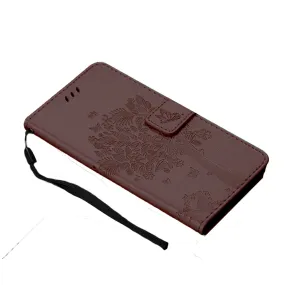 Anymob Samsung Brown Tree Cat Leather Flip Case Wallet Phone Cover Protection
