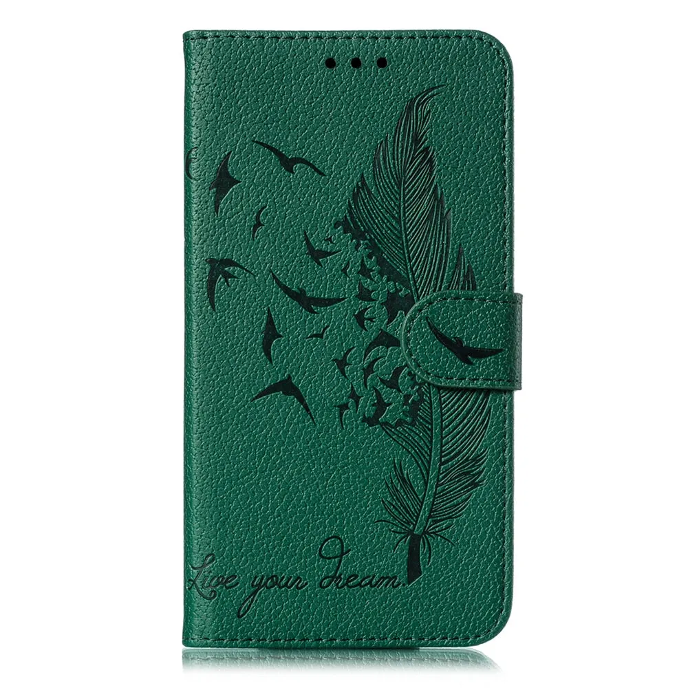 Anymob Samsung Dark Green Flip Case Leather Wallet Phone Cover Protection