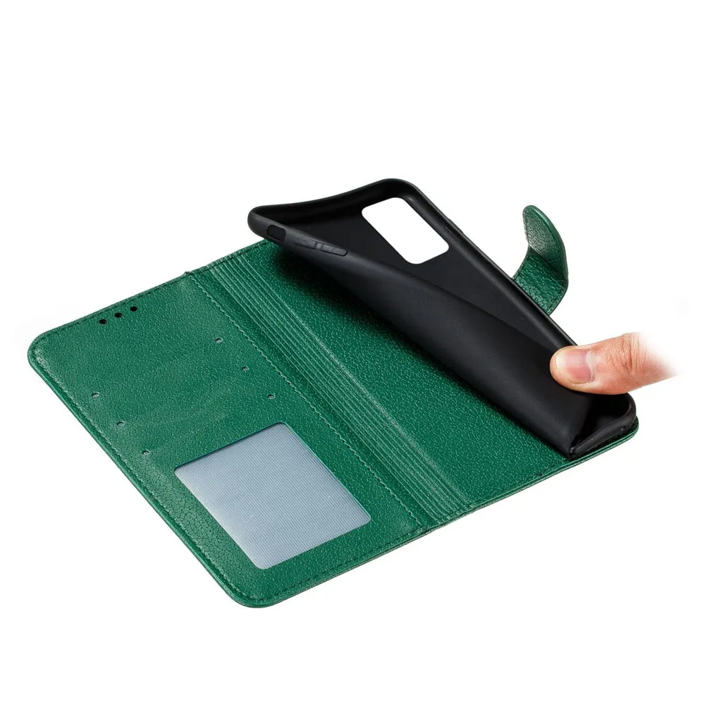Anymob Samsung Dark Green Flip Case Leather Wallet Phone Cover Protection