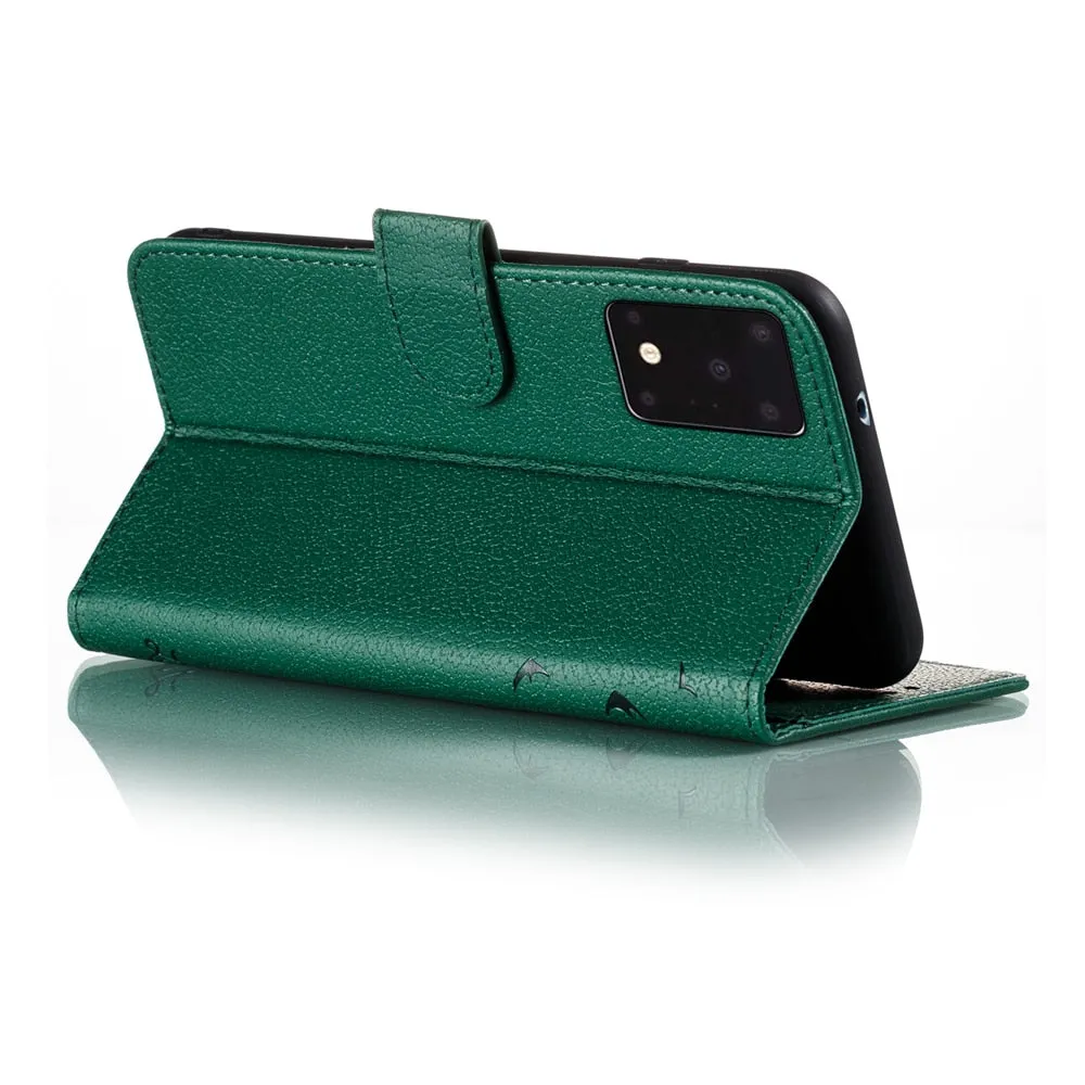 Anymob Samsung Dark Green Flip Case Leather Wallet Phone Cover Protection