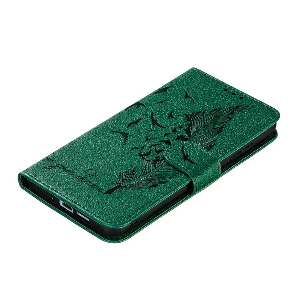 Anymob Samsung Dark Green Flip Case Leather Wallet Phone Cover Protection
