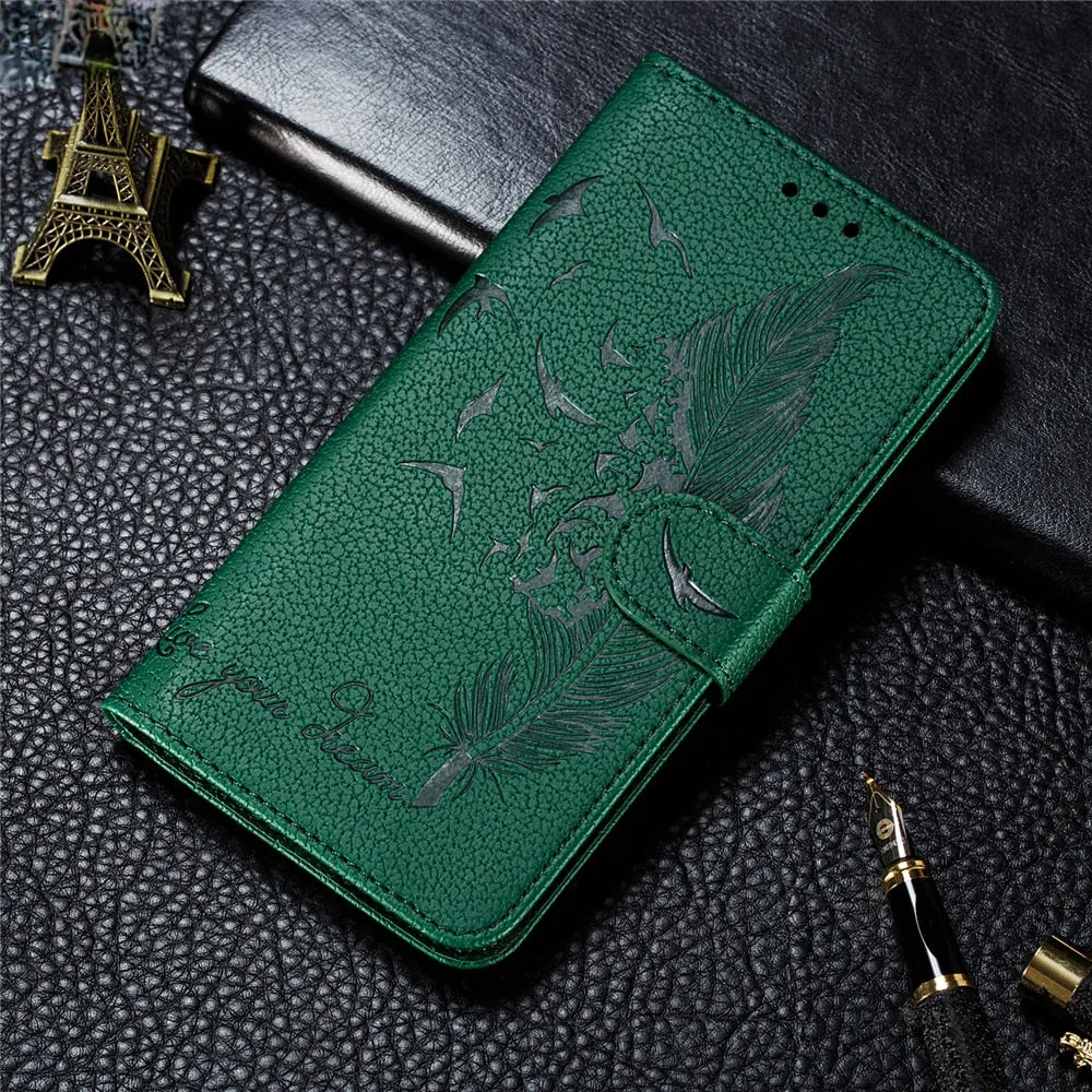 Anymob Samsung Dark Green Flip Case Leather Wallet Phone Cover Protection