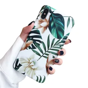 Anymob Samsung Floral Green Marble Flower Case Back Cover Art Leaf Silicone Phone Protection