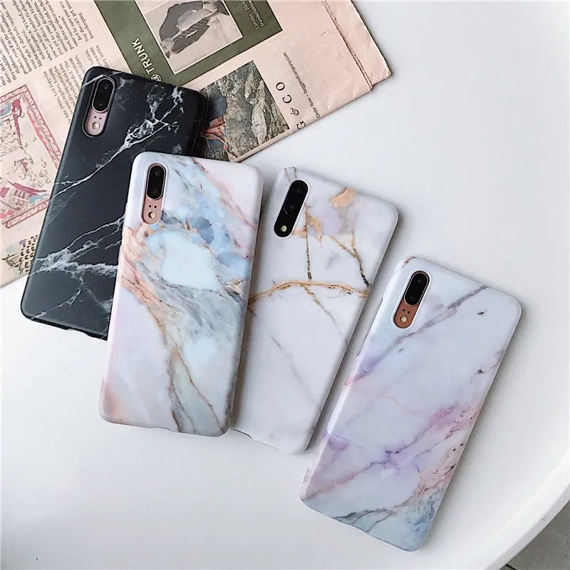 Anymob Samsung Floral Pink Marble Flower Case Back Cover Art Leaf Silicone Phone Protection