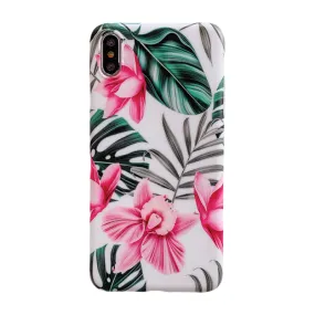 Anymob Samsung Floral Pink Marble Flower Case Back Cover Art Leaf Silicone Phone Protection