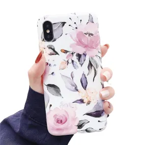 Anymob Samsung Floral White Marble Flower Case Back Cover Art Leaf Silicone Phone Protection