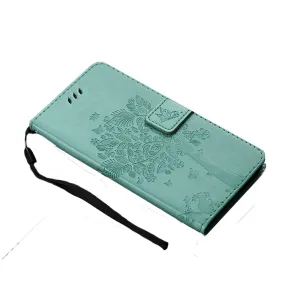 Anymob Samsung Green Tree Cat Leather Flip Case Wallet Phone Cover Protection