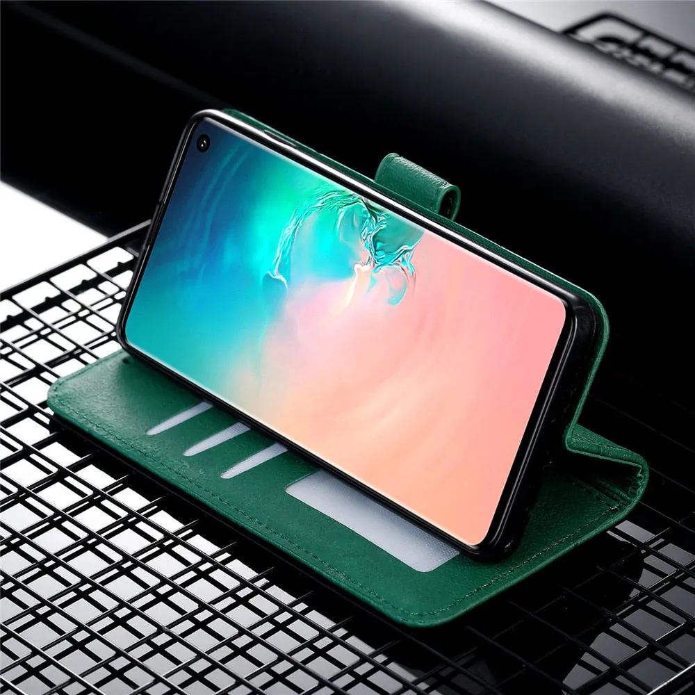 Anymob Samsung Leafy Green Leather Flip Case Wallet Phone Cover Protection