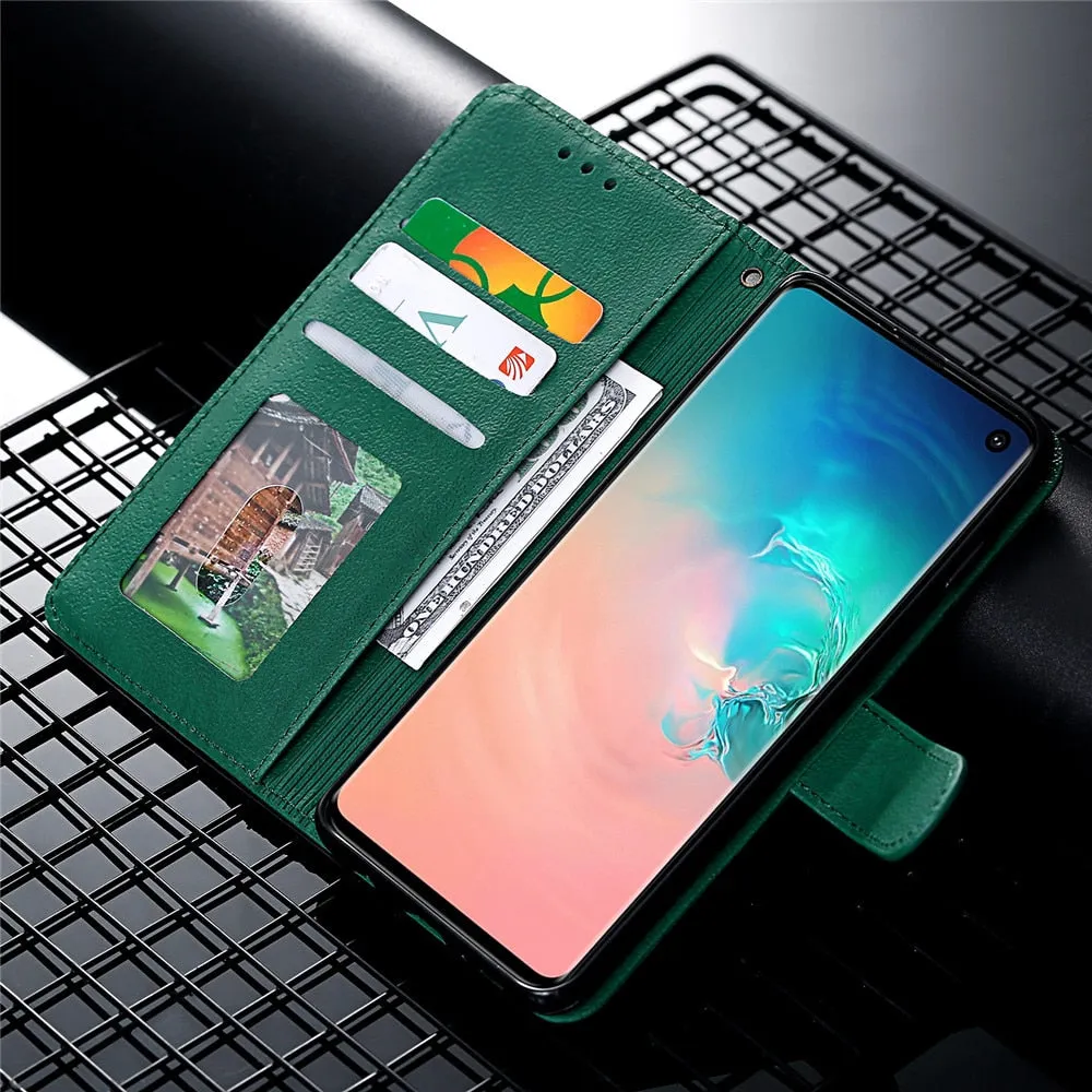 Anymob Samsung Leafy Green Leather Flip Case Wallet Phone Cover Protection