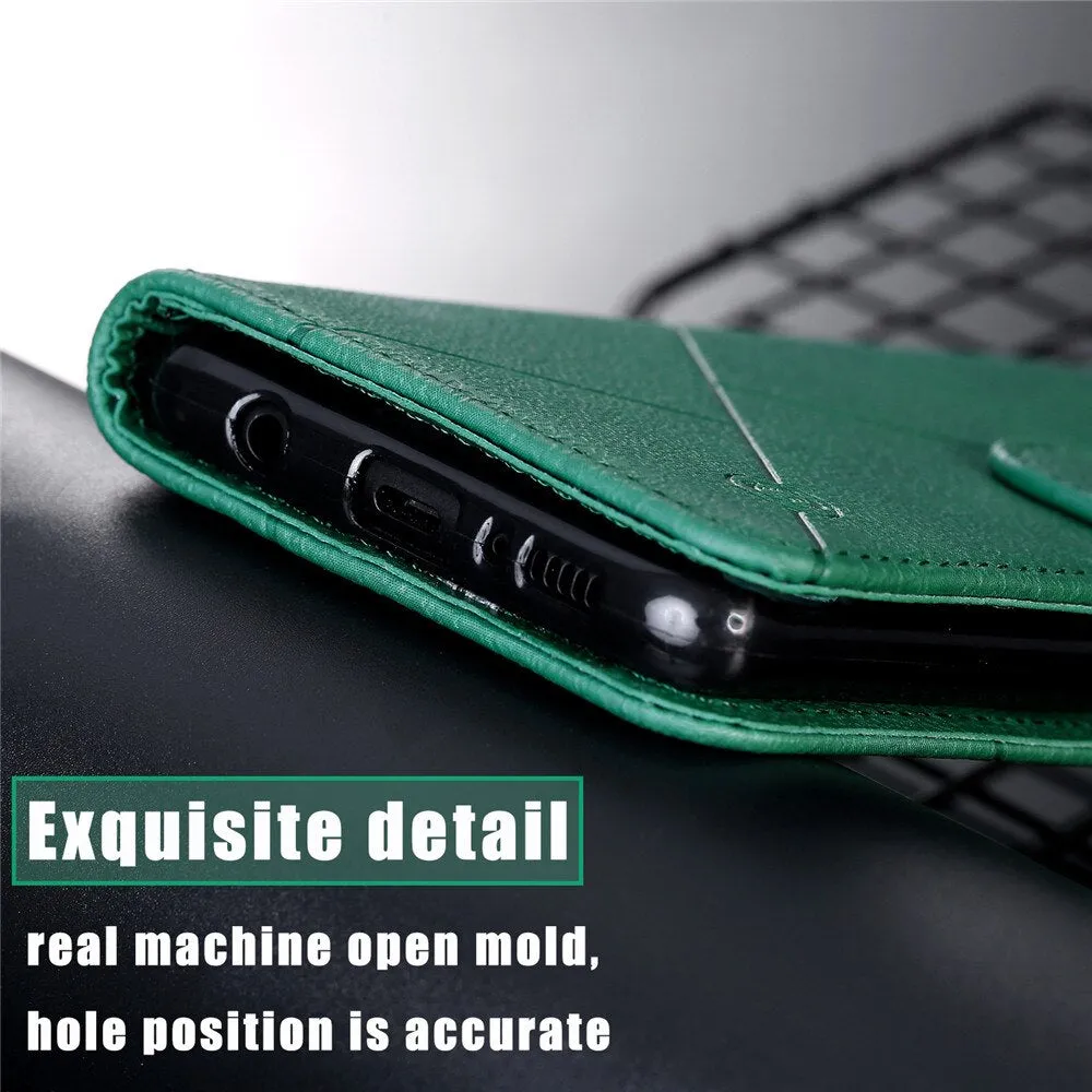 Anymob Samsung Leafy Green Leather Flip Case Wallet Phone Cover Protection