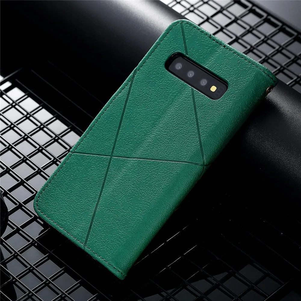 Anymob Samsung Leafy Green Leather Flip Case Wallet Phone Cover Protection