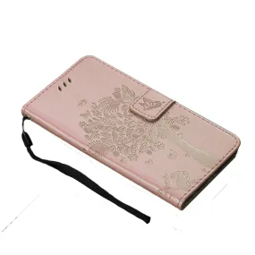 Anymob Samsung Peach Tree Cat Leather Flip Case Wallet Phone Cover Protection
