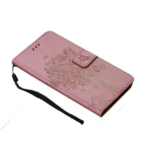 Anymob Samsung Pink Tree Cat Leather Flip Case Wallet Phone Cover Protection