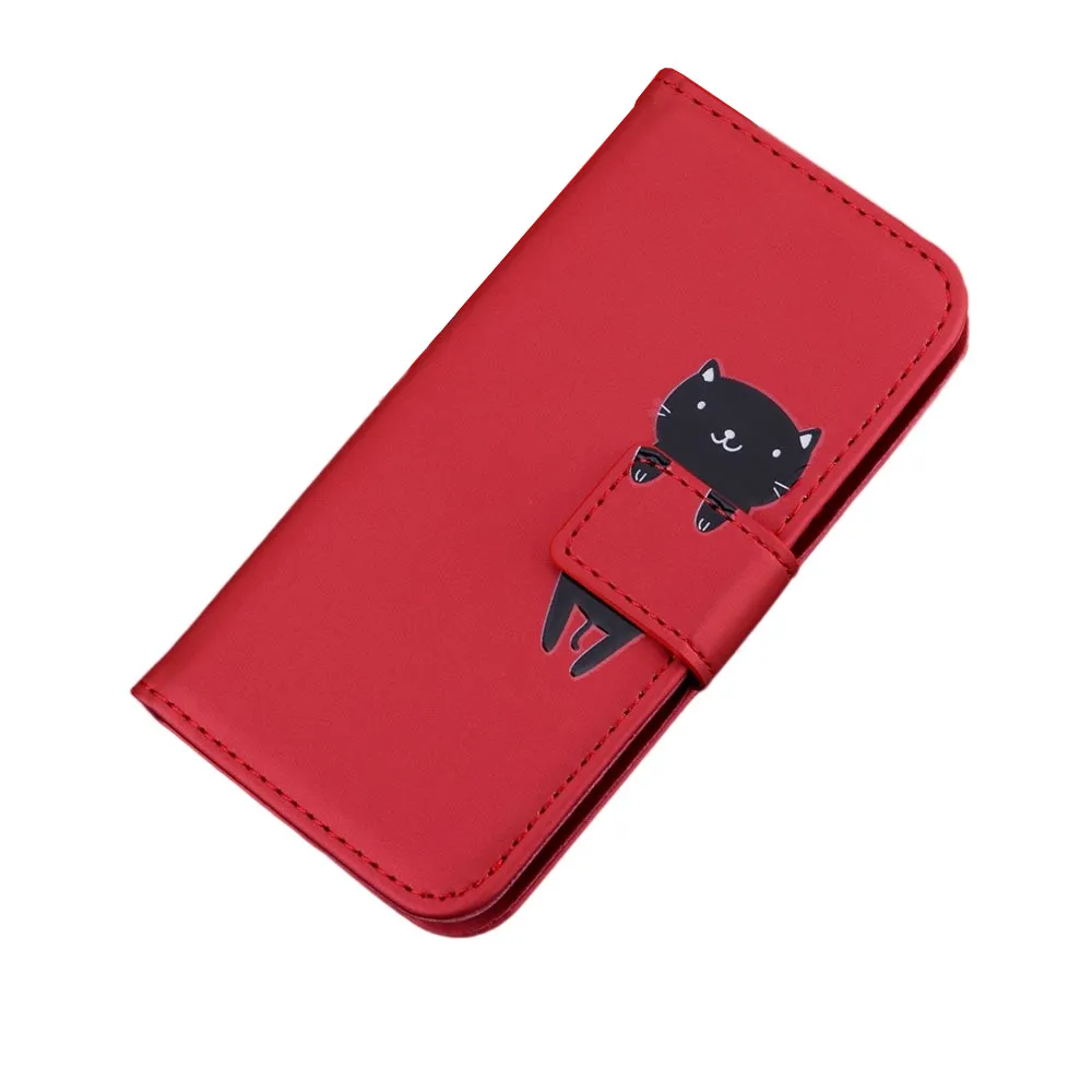 Anymob Samsung Red Cat Phone Case Back Cover Leather Phone Protection