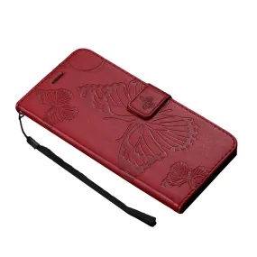 Anymob Samsung Red Flip Leather Case Wallet Cover Stand Phone Protection