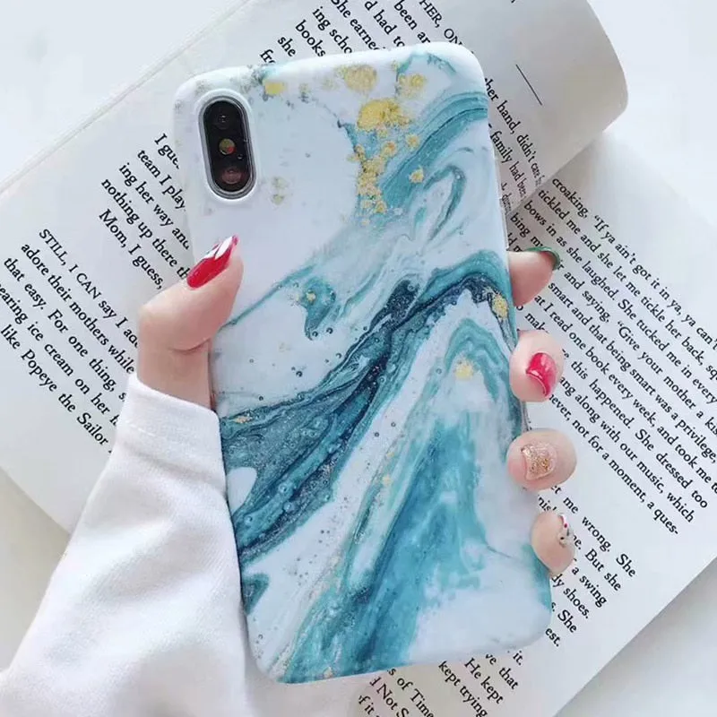 Anymob Samsung White Blue Marble Flower Case Back Cover Art Leaf Silicone Phone Protection