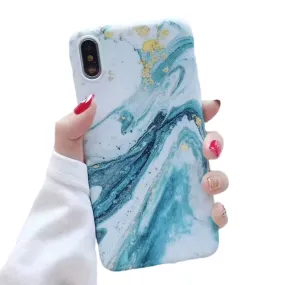Anymob Samsung White Blue Marble Flower Case Back Cover Art Leaf Silicone Phone Protection