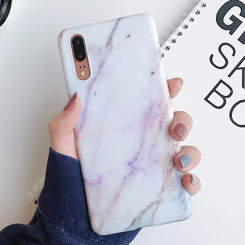 Anymob Samsung White Marble Flower Case Back Cover Art Leaf Silicone Phone Protection