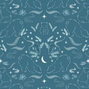 Arctic Adventure Arctic Lights Winter Nights Teal Metallic ½ yd