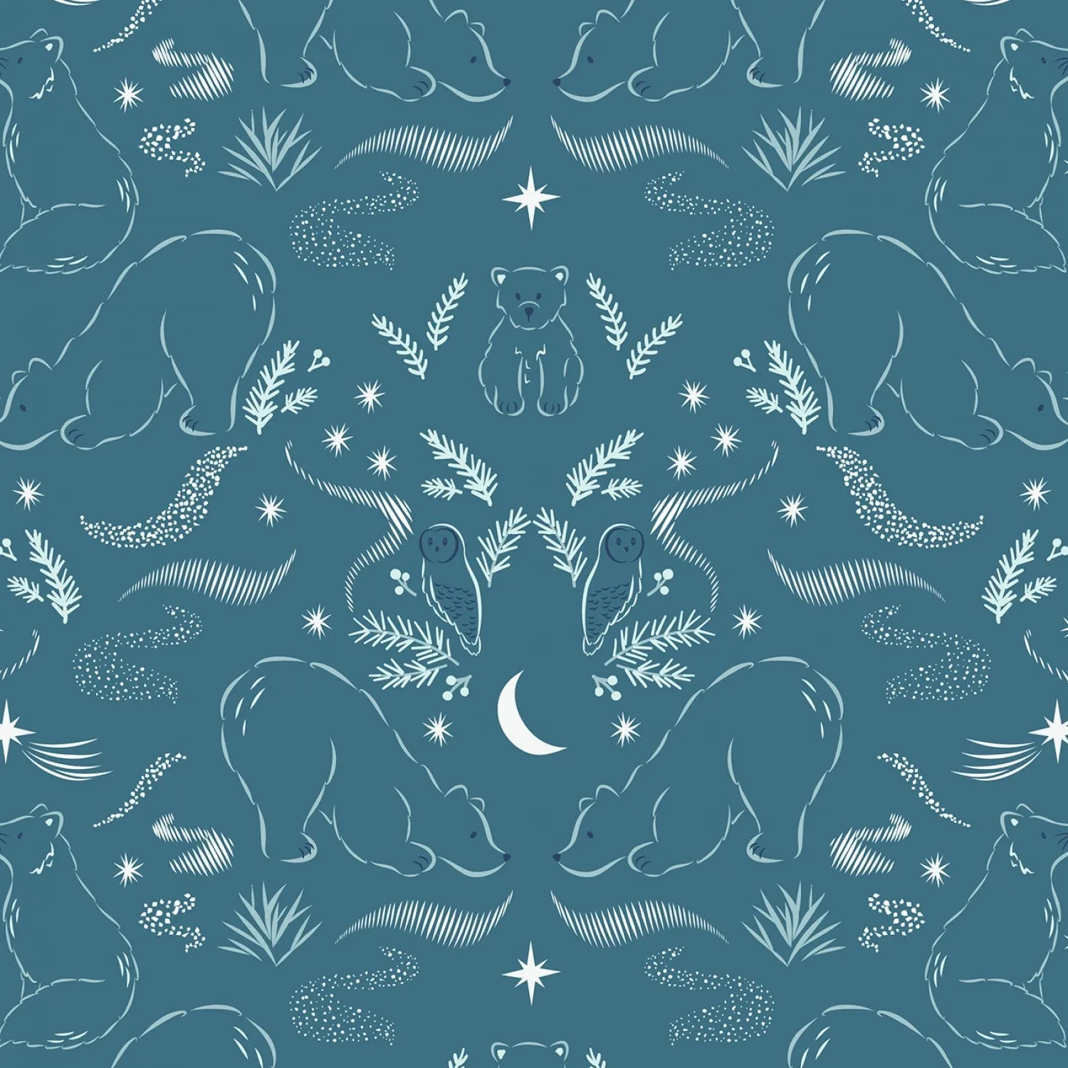 Arctic Adventure Arctic Lights Winter Nights Teal Metallic ½ yd