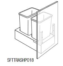 AUBR-SFTTRASHPO18 Upton Brown Recessed Assembled Trash Bin Pullout
