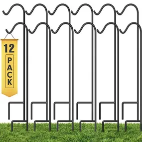 BEAU JARDIN 12 Pack Shepherd Hook 37 Inch 2/5 Inch Thick Heavy Duty Garden Outdoor for Plants Wedding Black  BG176