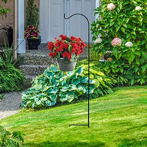 BEAU JARDIN 8 Pack Shepherd Hook 37 Inch 2/5 Inch Thick Heavy Duty Shepards Garden Outdoor Plants Lantern Wedding Black BG175