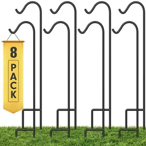 BEAU JARDIN 8 Pack Shepherd Hook 37 Inch 2/5 Inch Thick Heavy Duty Shepards Garden Outdoor Plants Lantern Wedding Black BG175