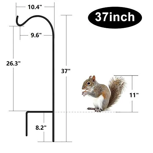 BEAU JARDIN 8 Pack Shepherd Hook 37 Inch 2/5 Inch Thick Heavy Duty Shepards Garden Outdoor Plants Lantern Wedding Black BG175