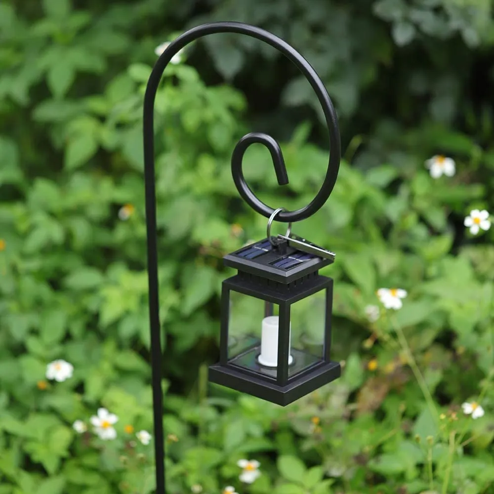 BEAU JARDIN 8 Pack Shepherd Hook 48 Inch 2/5 Inch Thick Heavy Duty Shepards Garden Outdoor for Plants Solar Lantern Black BG184