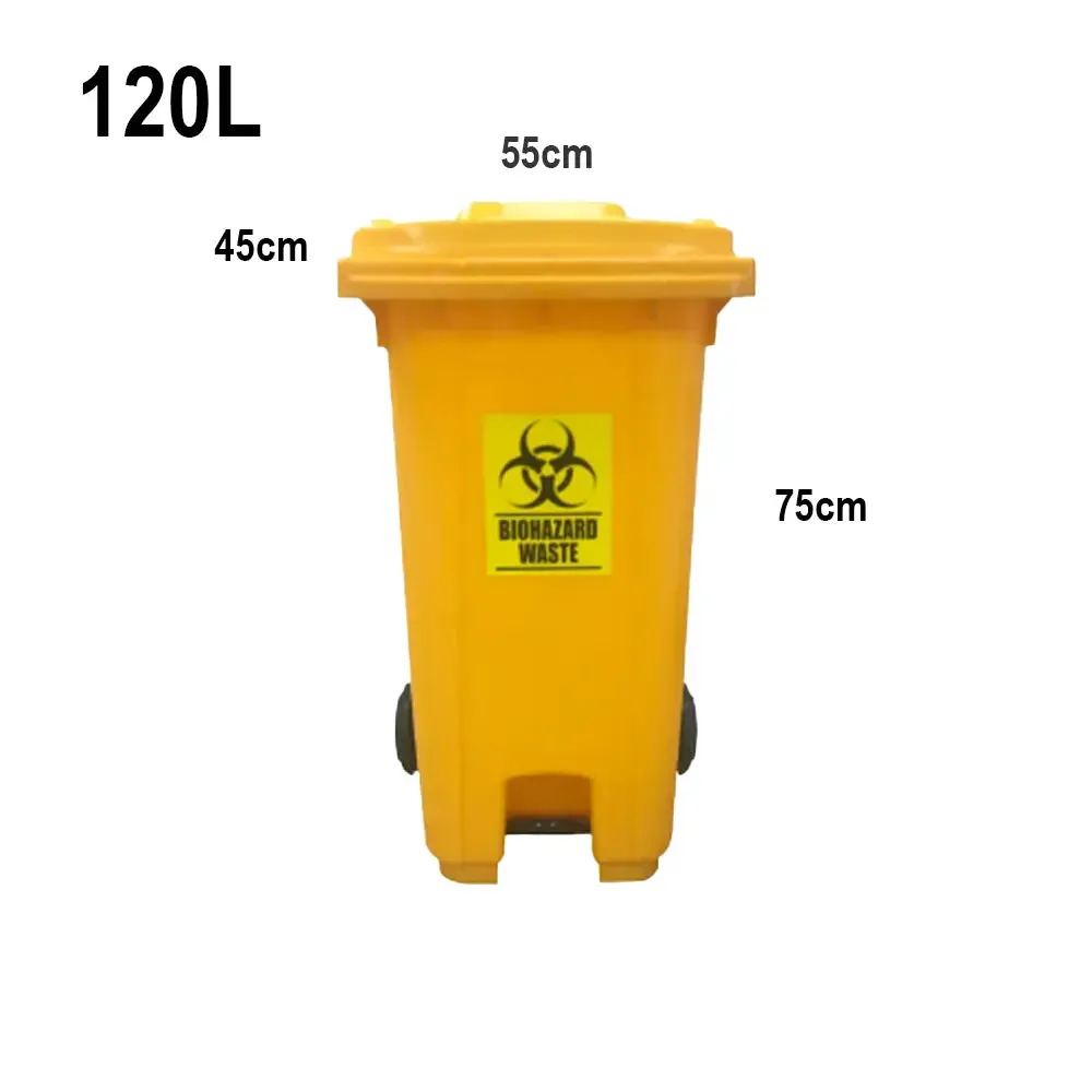 Biohazard Dustbin | Integrated Foot Pedal Waste Bin | 120L, 240L | Multiple  Colours | Trash Bin